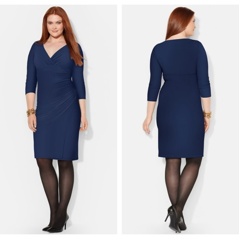 Lauren Ralph Lauren Deep Sapphire Faux Wrap Dress